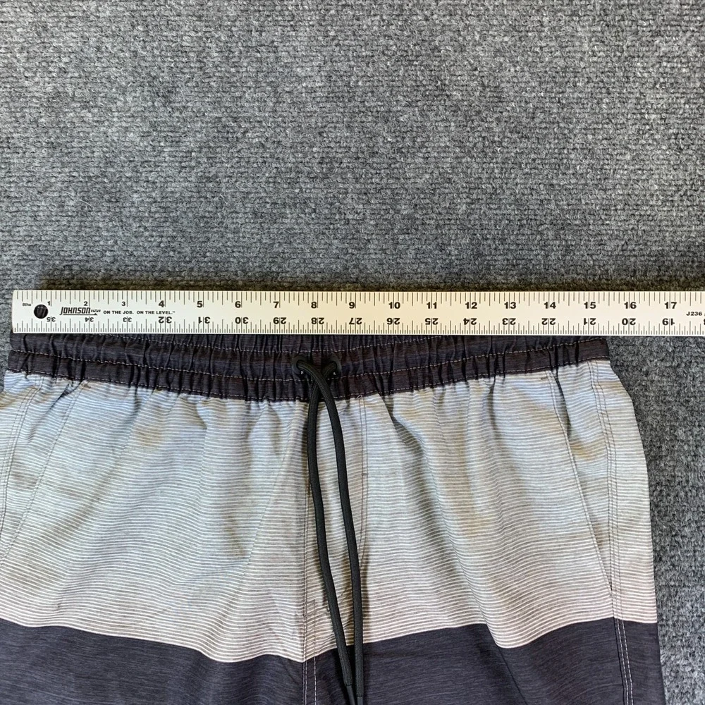 Hurley Board Shorts Mens 30 Gray Good Striped Logo Stretch Drawstring Swimwear